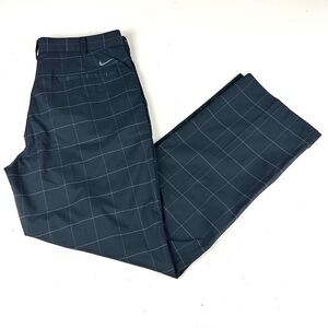 Nike Golf Drifit Pants Tour Performance Sz 33 X 30 Mens Gray Check Flat Front